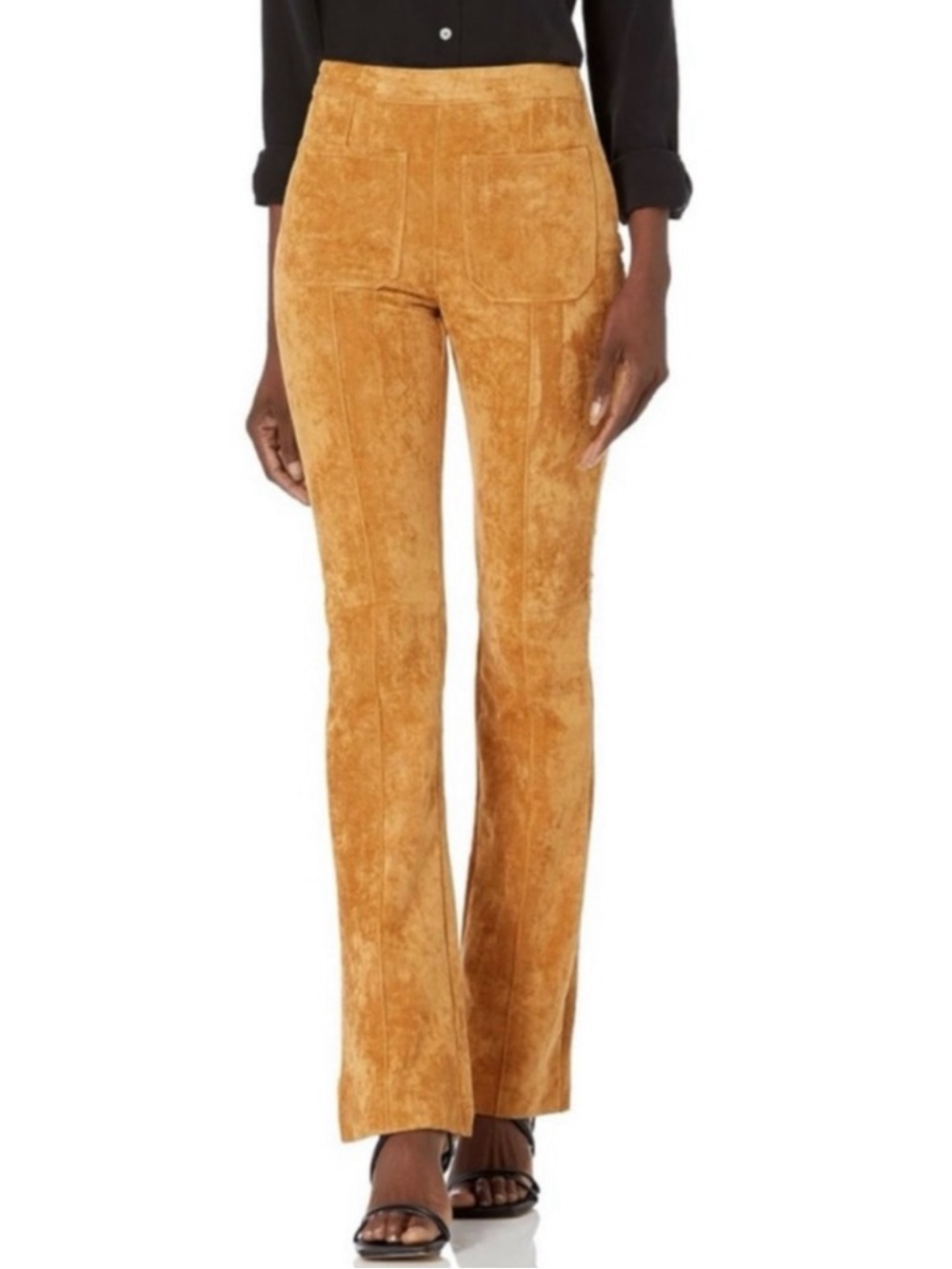 Blank NYC Camel Suede Bootcut Crop Pants